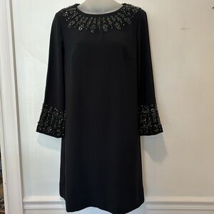 J CREW Beaded Black Long Sleeve Dress in Size 2, Stunning! NWT